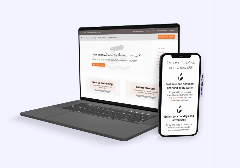 Your personal swim coach mobile and desktop wireframes